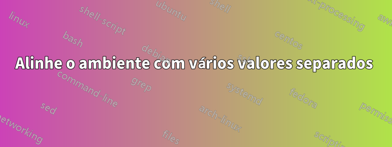 Alinhe o ambiente com vários valores separados