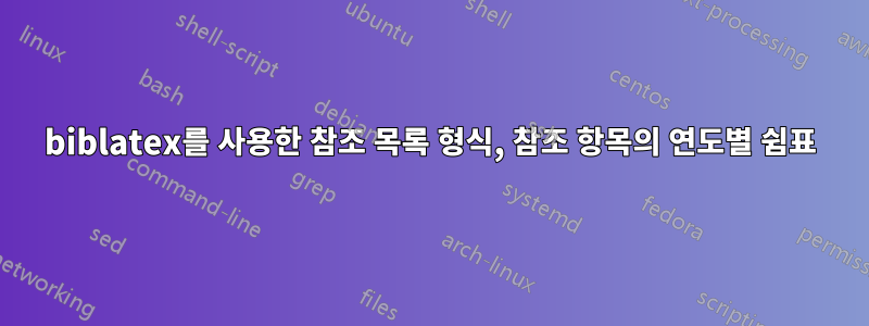 biblatex를 사용한 참조 목록 형식, 참조 항목의 연도별 쉼표