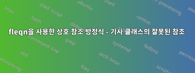 fleqn을 사용한 상호 참조 방정식 - 기사 클래스의 잘못된 참조