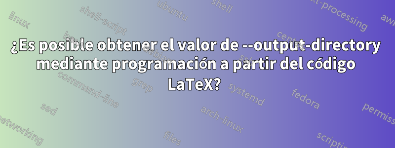 ¿Es posible obtener el valor de --output-directory mediante programación a partir del código LaTeX? 