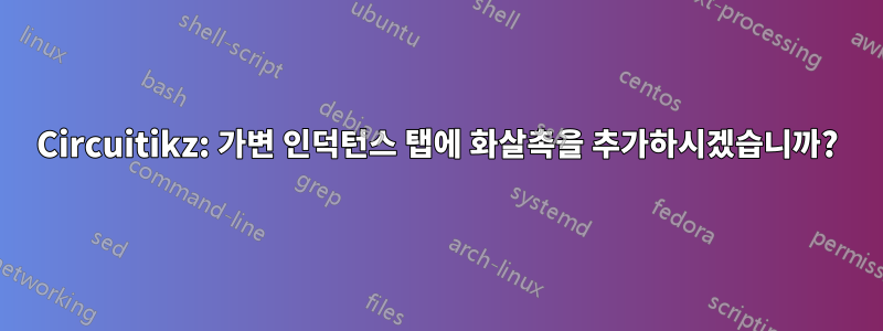 Circuitikz: 가변 인덕턴스 탭에 화살촉을 추가하시겠습니까?
