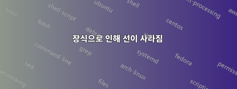 장식으로 인해 선이 사라짐