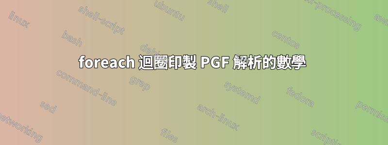 foreach 迴圈印製 PGF 解析的數學