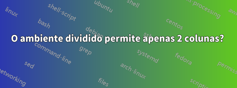 O ambiente dividido permite apenas 2 colunas?