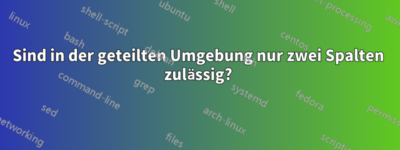 Sind in der geteilten Umgebung nur zwei Spalten zulässig?
