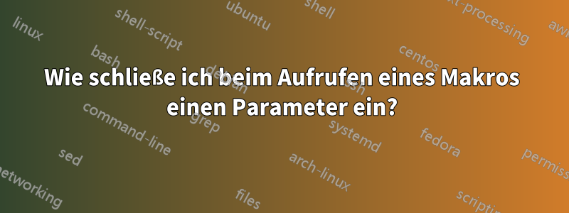 Wie schließe ich beim Aufrufen eines Makros einen Parameter ein?