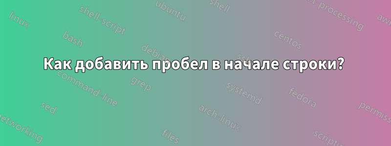 Как добавить пробел в начале строки?