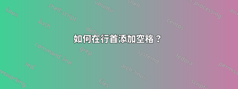 如何在行首添加空格？