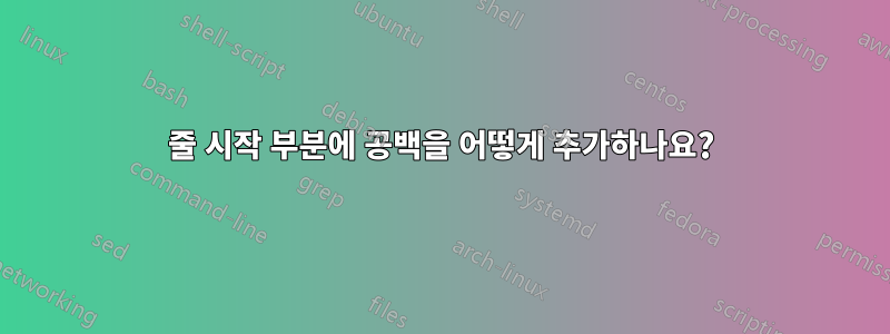줄 시작 부분에 공백을 어떻게 추가하나요?