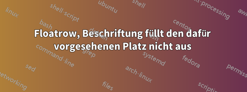 Floatrow, Beschriftung füllt den dafür vorgesehenen Platz nicht aus