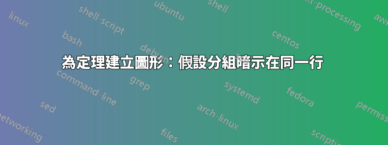 為定理建立圖形：假設分組暗示在同一行