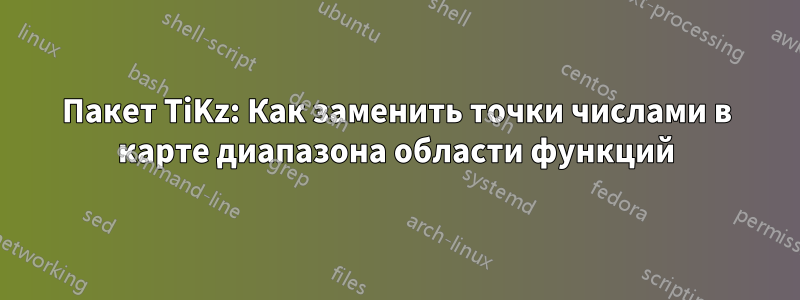 Пакет TiKz: Как заменить точки числами в карте диапазона области функций