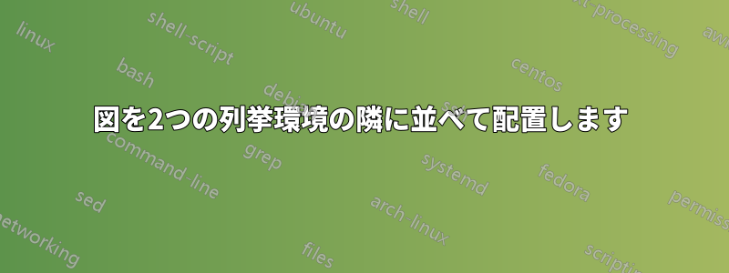図を2つの列挙環境の隣に並べて配置します