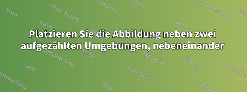 Platzieren Sie die Abbildung neben zwei aufgezählten Umgebungen, nebeneinander