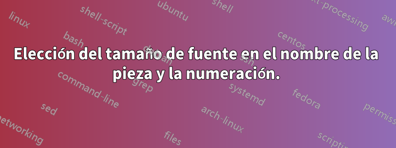 Elección del tamaño de fuente en el nombre de la pieza y la numeración.
