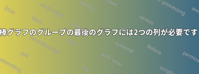 棒グラフのグループの最後のグラフには2つの列が必要です