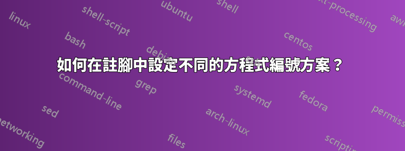 如何在註腳中設定不同的方程式編號方案？