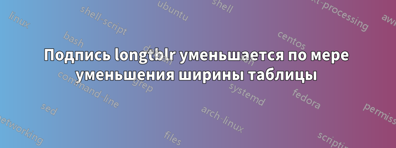 Подпись longtblr уменьшается по мере уменьшения ширины таблицы