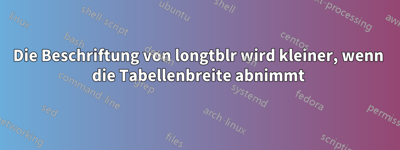 Die Beschriftung von longtblr wird kleiner, wenn die Tabellenbreite abnimmt