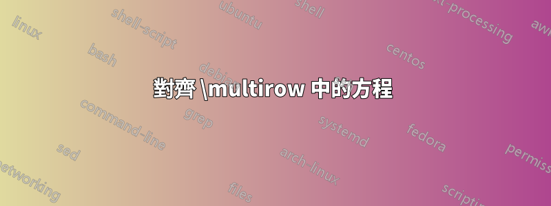 對齊 \multirow 中的方程