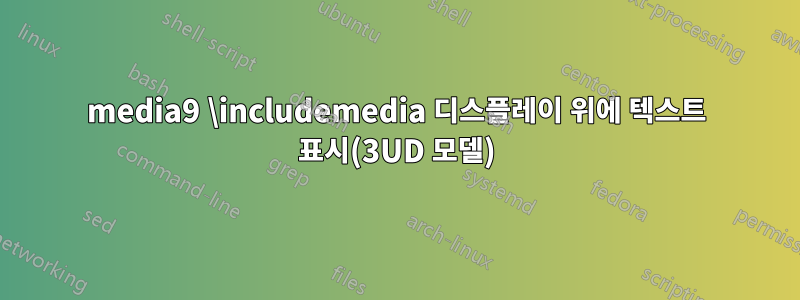 media9 \includemedia 디스플레이 위에 텍스트 표시(3UD 모델)