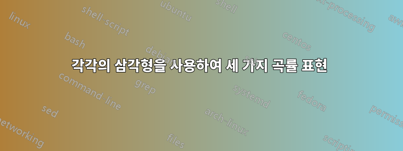 각각의 삼각형을 사용하여 세 가지 곡률 표현