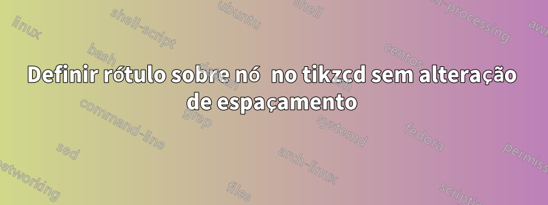 Definir rótulo sobre nó no tikzcd sem alteração de espaçamento