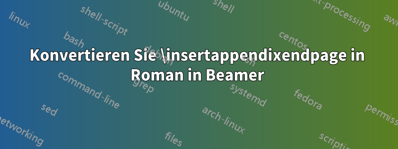 Konvertieren Sie \insertappendixendpage in Roman in Beamer