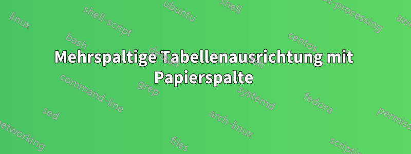 Mehrspaltige Tabellenausrichtung mit Papierspalte