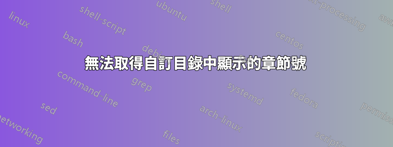 無法取得自訂目錄中顯示的章節號