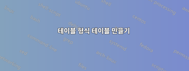 테이블 형식 테이블 만들기