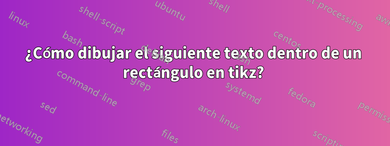 ¿Cómo dibujar el siguiente texto dentro de un rectángulo en tikz?