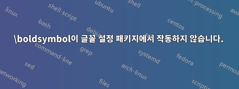 \boldsymbol이 글꼴 설정 패키지에서 작동하지 않습니다.