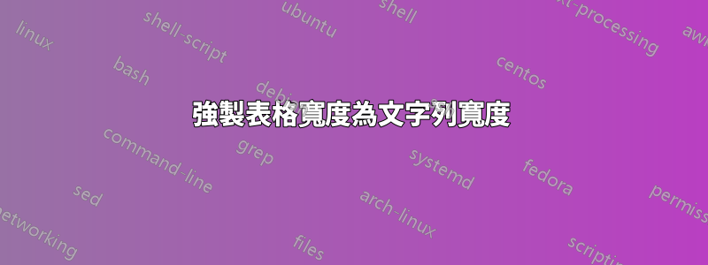 強製表格寬度為文字列寬度