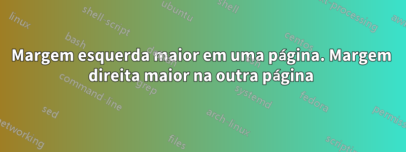 Margem esquerda maior em uma página. Margem direita maior na outra página