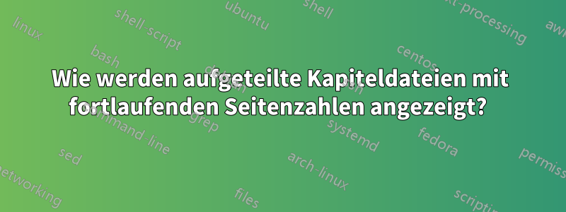 Wie werden aufgeteilte Kapiteldateien mit fortlaufenden Seitenzahlen angezeigt? 