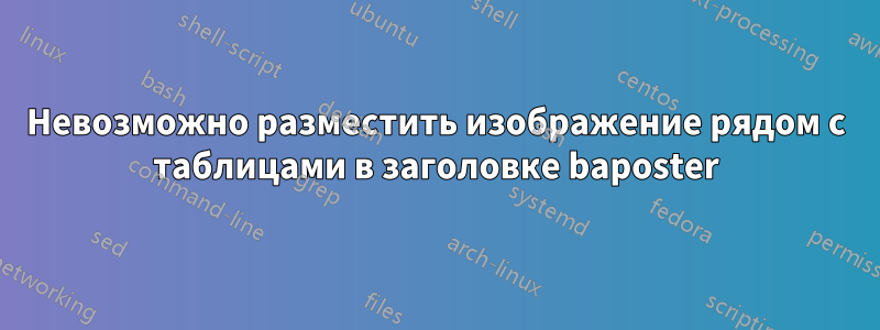 Невозможно разместить изображение рядом с таблицами в заголовке baposter