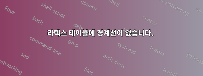 라텍스 테이블에 경계선이 없습니다.