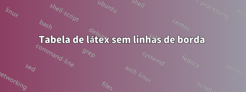 Tabela de látex sem linhas de borda