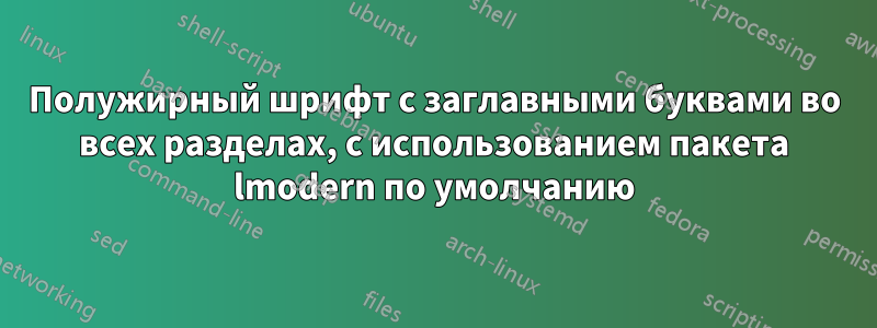 Полужирный шрифт с заглавными буквами во всех разделах, с использованием пакета lmodern по умолчанию