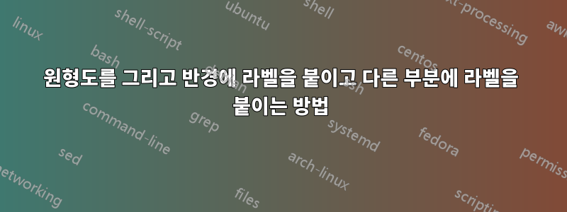 원형도를 그리고 반경에 라벨을 붙이고 다른 부분에 라벨을 붙이는 방법