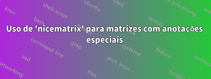 Uso de 'nicematrix' para matrizes com anotações especiais