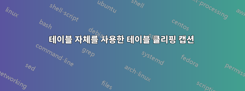 테이블 자체를 사용한 테이블 클리핑 캡션