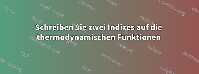 Schreiben Sie zwei Indizes auf die thermodynamischen Funktionen