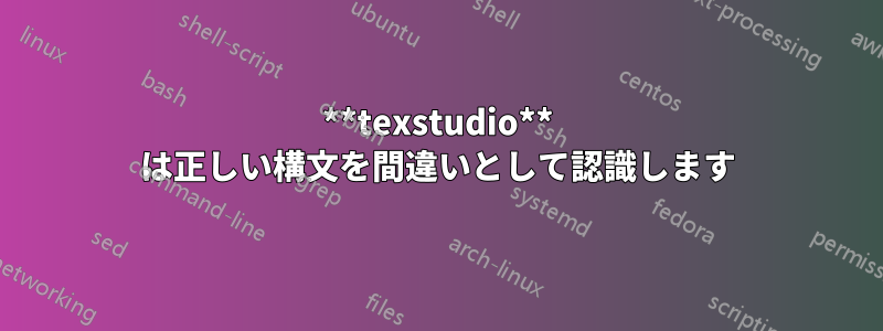 **texstudio** は正しい構文を間違いとして認識します