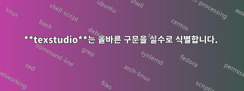 **texstudio**는 올바른 구문을 실수로 식별합니다.