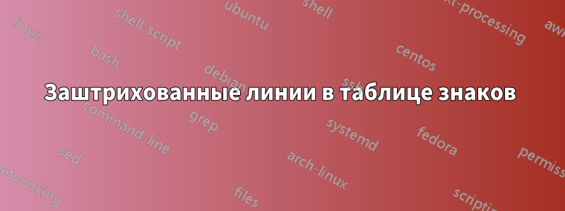 Заштрихованные линии в таблице знаков