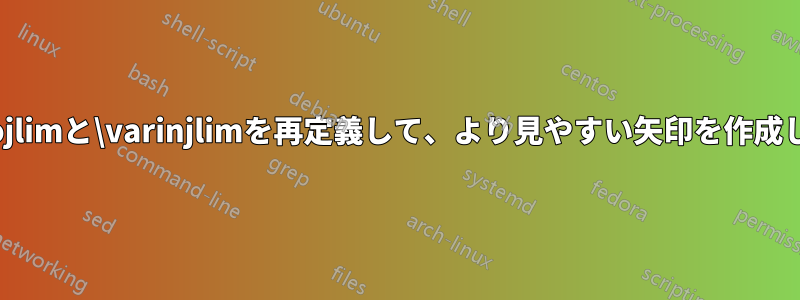 \varprojlimと\varinjlimを再定義して、より見やすい矢印を作成します。