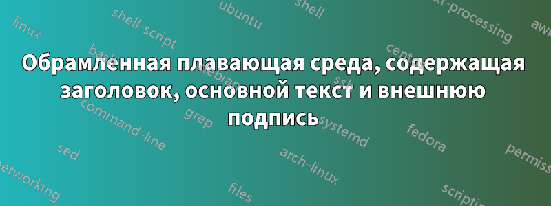 Обрамленная плавающая среда, содержащая заголовок, основной текст и внешнюю подпись