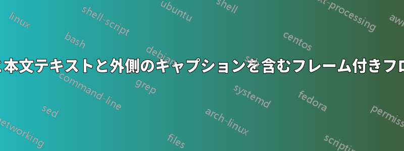 タイトルと本文テキストと外側のキャプションを含むフレーム付きフロート環境